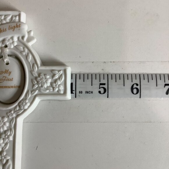 Vtg 1996 My First Communion Cross Wall Plaque Enesco Porcelain Floral Motif - Picture 5 of 5